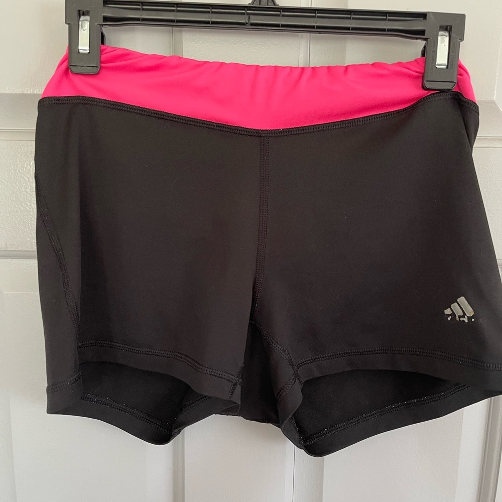 adidas Women's Black Shorts with Pink Waistband